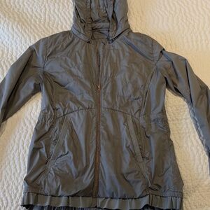 Lululemon Down-Insulated Quilted Hooded Jacket Gray Taupe Drawstring M/L